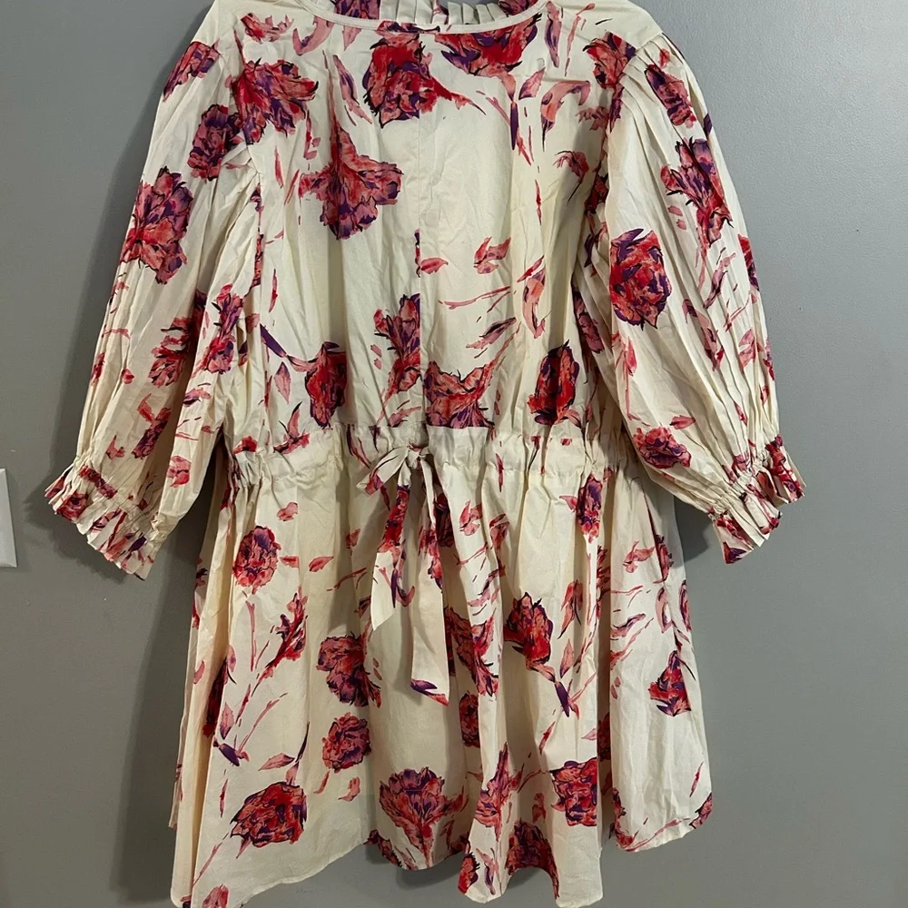 Entro Red Smocked Sundress with Notched Collar - Picture 5 of 6